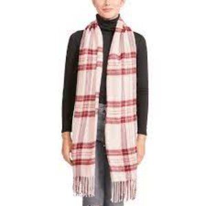 (#B)  Steve Madden Women's Blanket Fringe Scarf, Blush Pink Plaid, OS